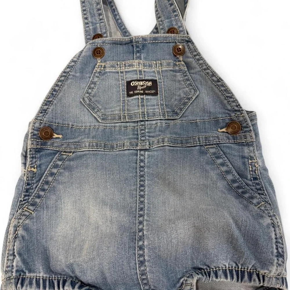 OshKosh Bgosh Baby Denim Bubble Overalls Light Wash Blue 9M 1S624010